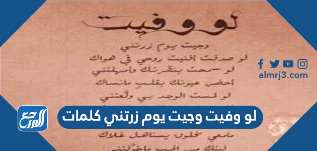 لو وفيت وجيت يوم زرتني كلمات