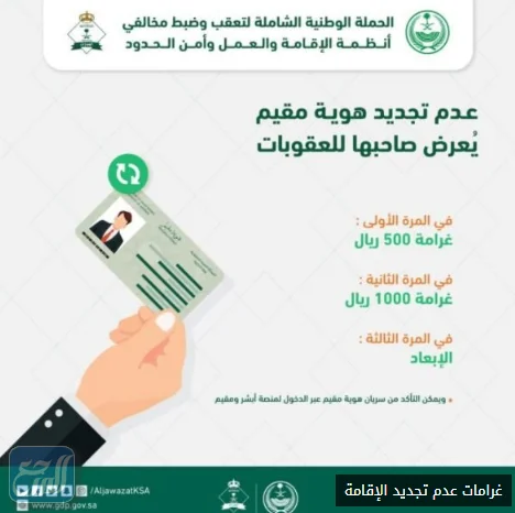 ماهي غرامة عدم تجديد الاقامة