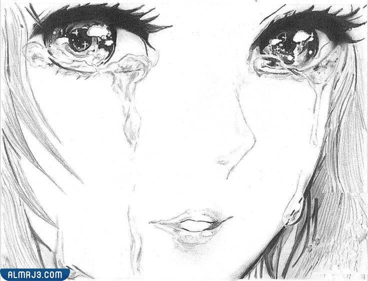 رسم اجمل الصور بنات كرتون حزينة