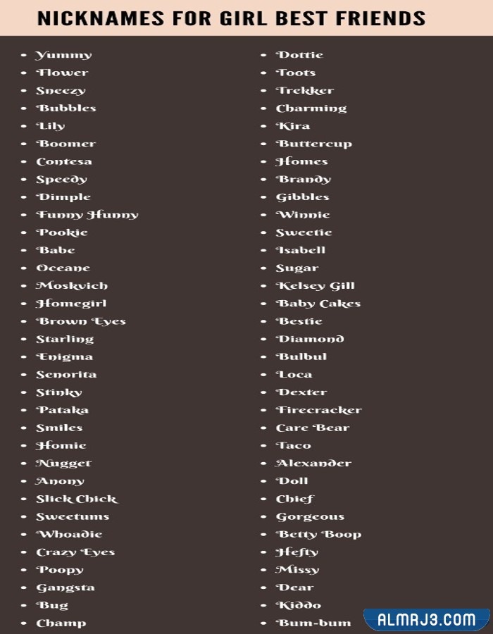 أسماء بيست فريند بالإنجليزي بالصور