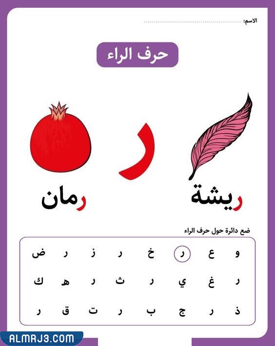 بطاقات الحروف العربية مع الصور