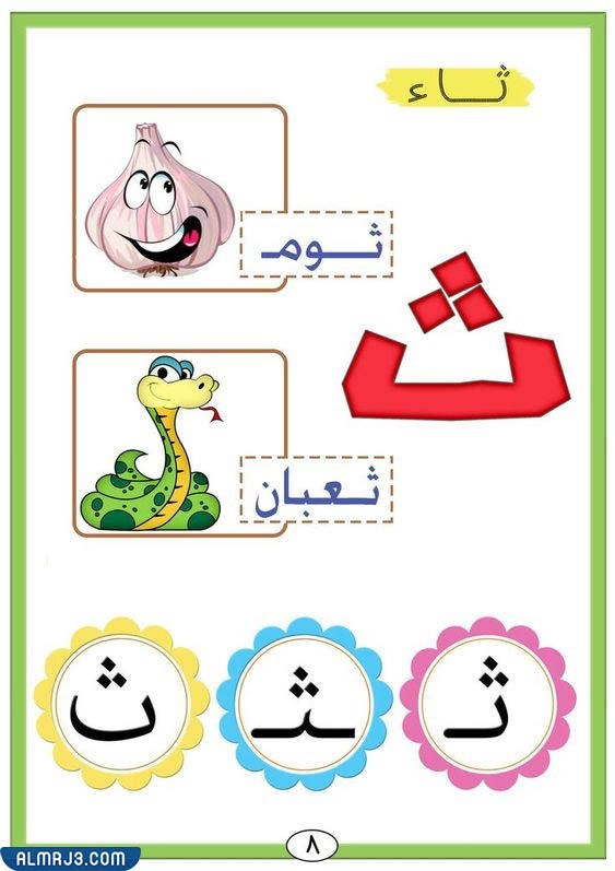 بطاقات الحروف العربية مع الصور