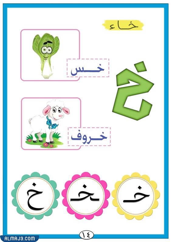 بطاقات الحروف العربية مع الصور