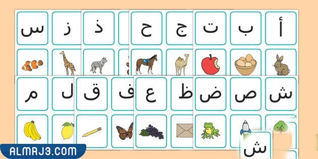 بطاقات الحروف الهجائية مع الصور