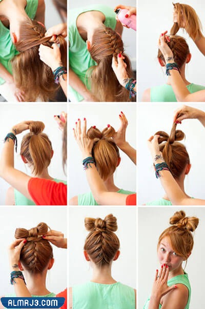 تسريحة الضفيرة و الفيونكة للشعر الطويل