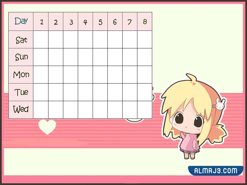 جدول حصص للاطفال
