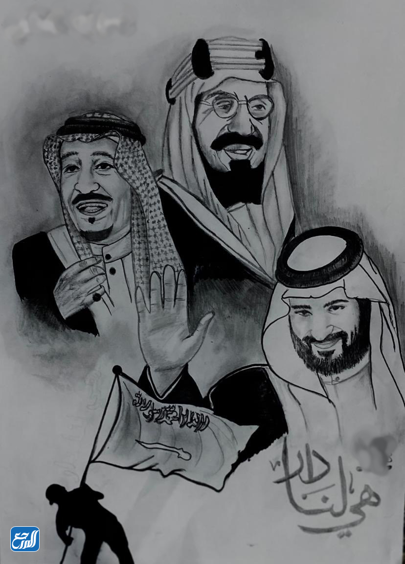 رسم عن اليوم الوطني بالرصاص