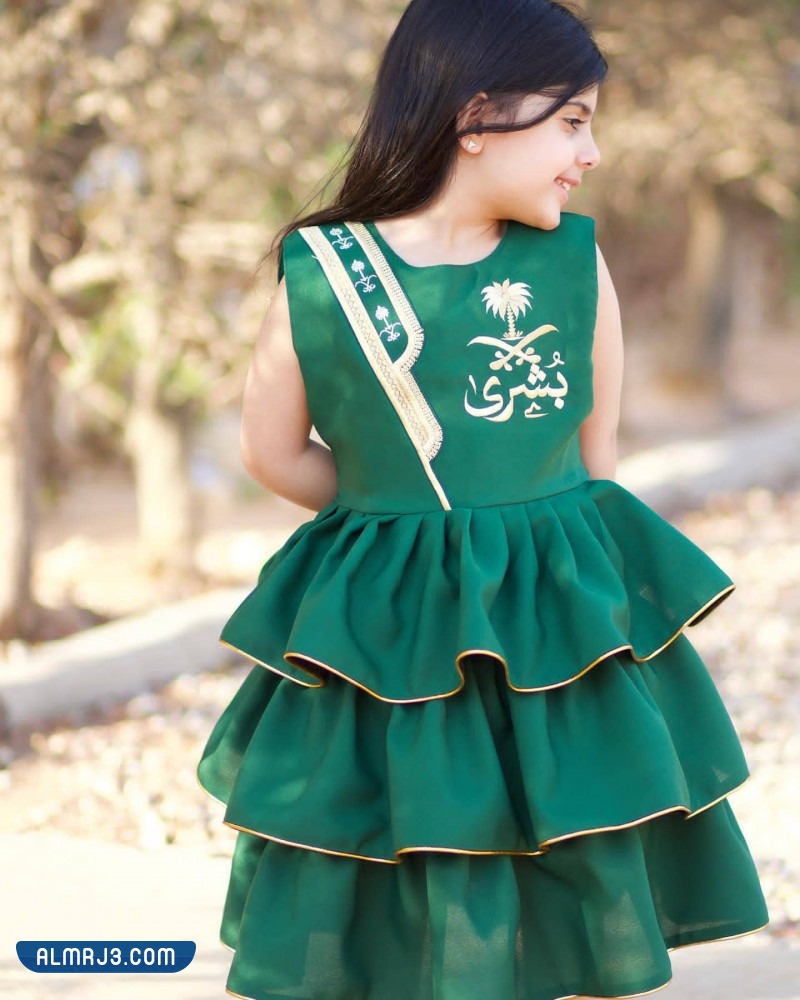 لبس اليوم الوطني السعودي 92 للاطفال ، أفكار لبس اليوم الوطني للبنات