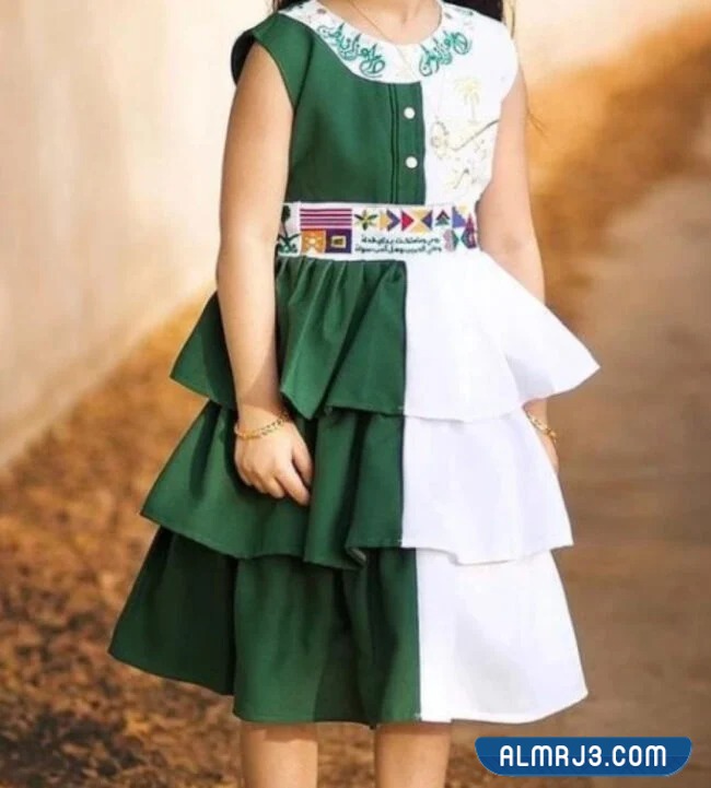 لبس اليوم الوطني السعودي 92 للاطفال ، أفكار لبس اليوم الوطني للبنات