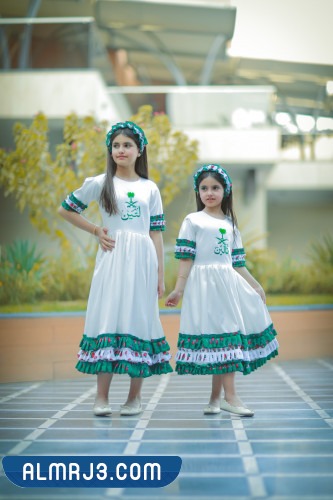 لبس اليوم الوطني السعودي 92 للاطفال ، أفكار لبس اليوم الوطني للبنات
