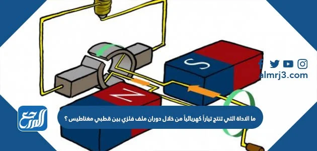 ما الاداه التي تنتج تيارا كهربائيا من خلال دوران ملف فلزي بين قطبي مغناطيس