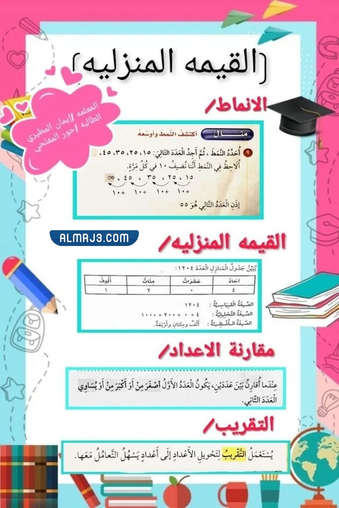 مطويات رياضيات جاهزة للطباعة ثالث ابتدائي