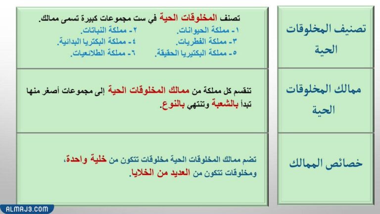 مطويه عن تصنيف المخلوقات الحيه