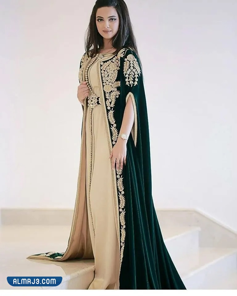 موديلات جلابيات خضراء مطرزة لليوم الوطني السعودي