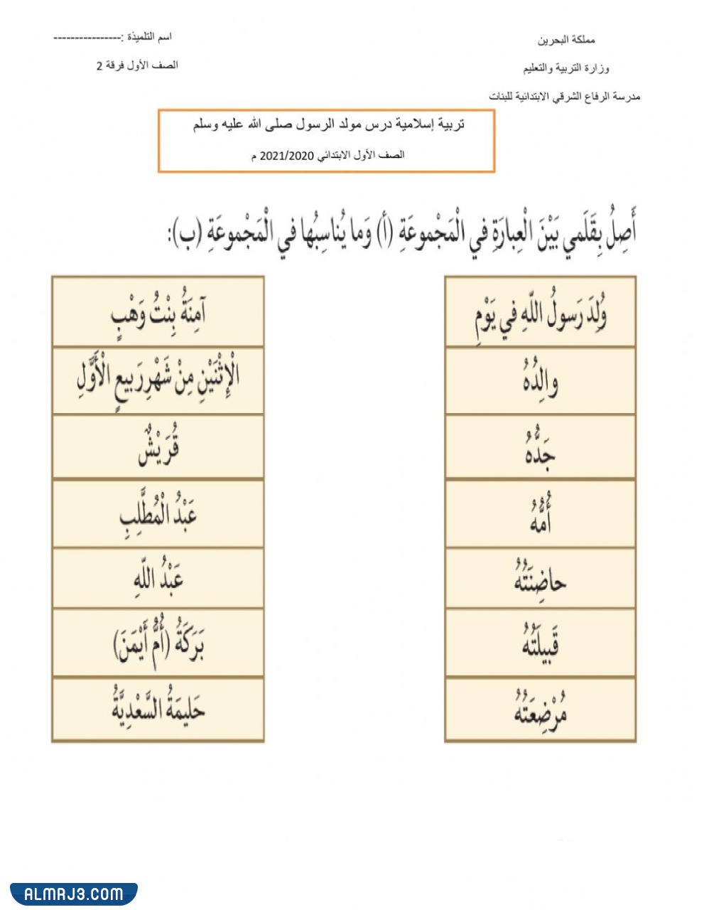 اوراق عمل عن المولد النبوي للاطفال