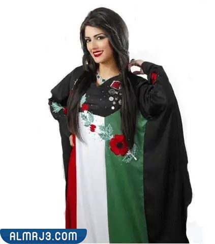 تصاميم فساتين سهرة وعباءات بألوان العلم الإماراتي بالصور