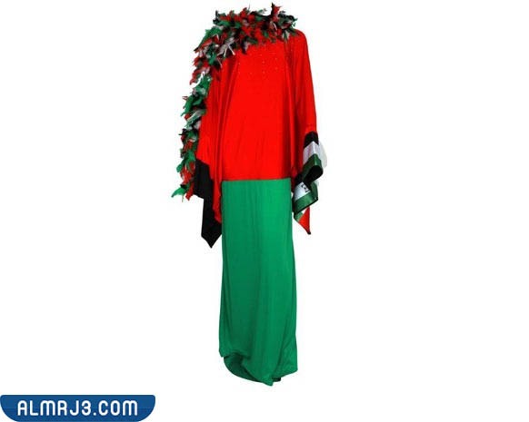 تصاميم فساتين سهرة وعباءات بألوان العلم الإماراتي بالصور