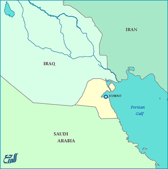 خريطة الكويت وإيران