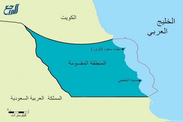 خريطة الكويت والسعودية