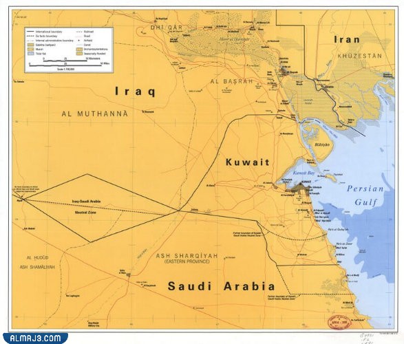 خريطة الكويت والسعودية