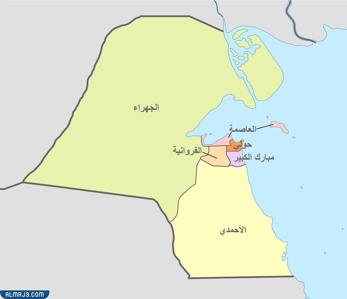 خريطة محافظات دولة الكويت
