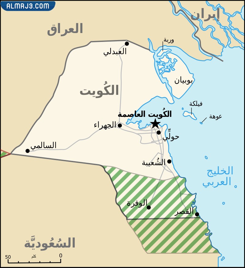 خرِيطة المنطقة السعودية الكويتية المحايدة