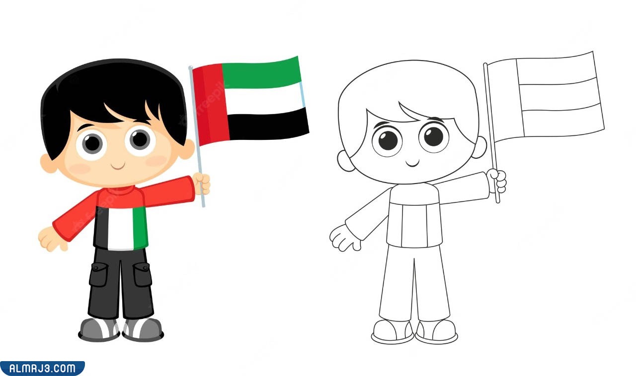 رسم عن يوم العلم سهل للتلوين جاهز للطباعة