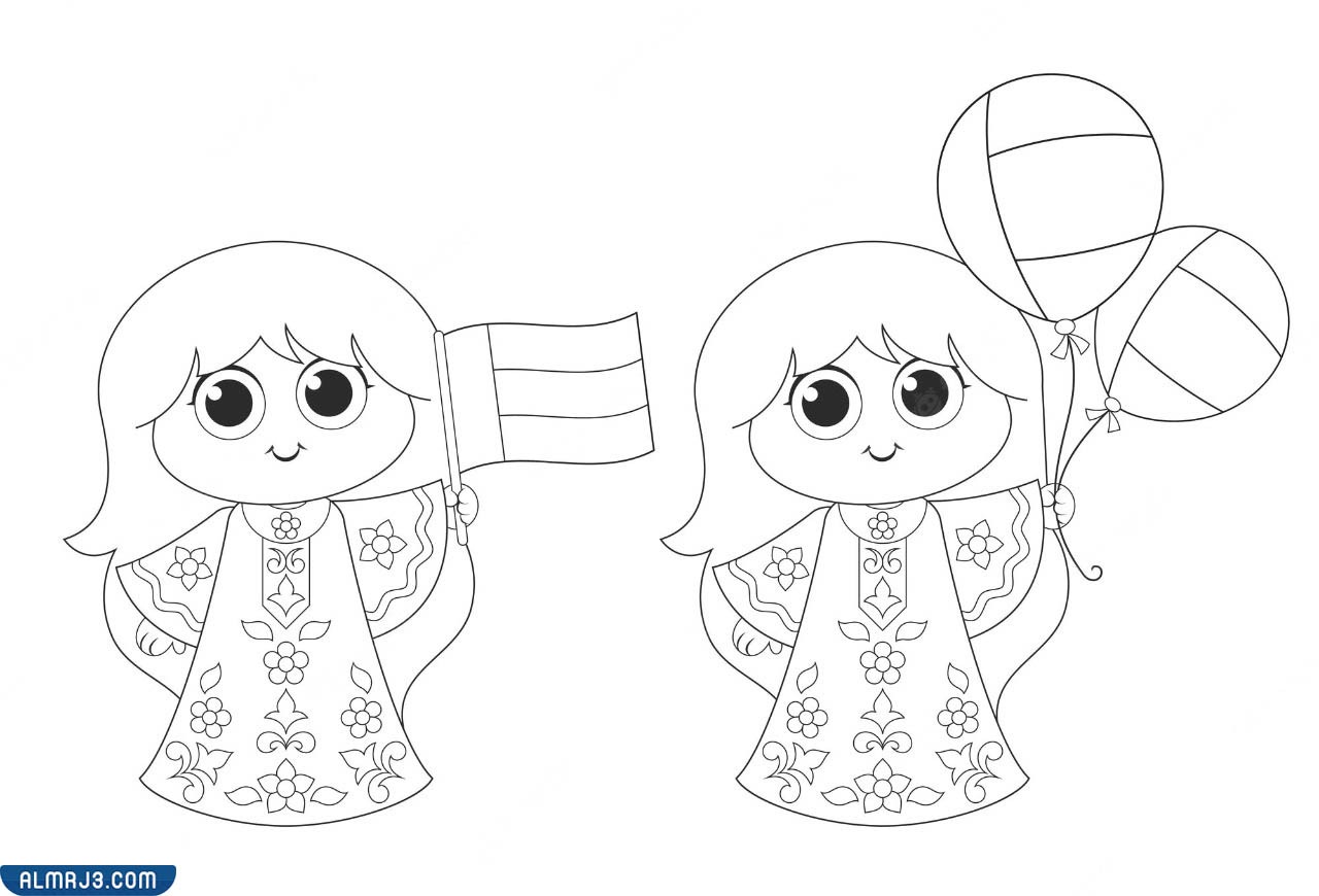 رسم عن يوم العلم سهل للتلوين جاهز للطباعة