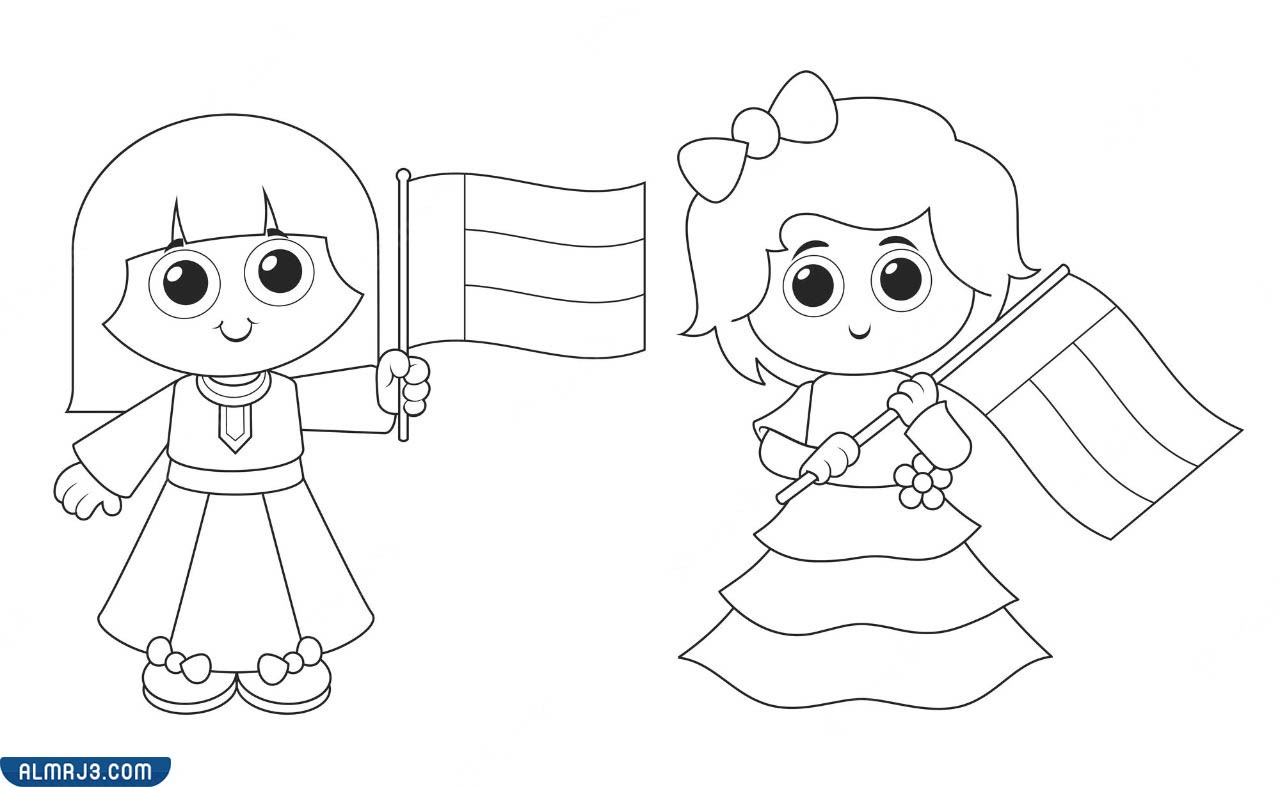 رسم عن يوم العلم سهل للتلوين جاهز للطباعة