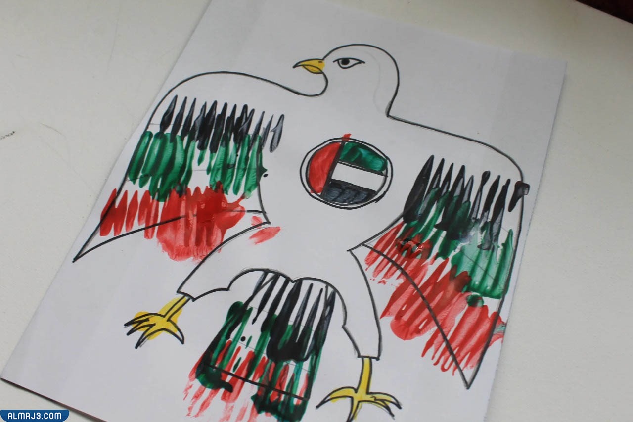 رسم عن يوم العلم سهل للتلوين جاهز للطباعة