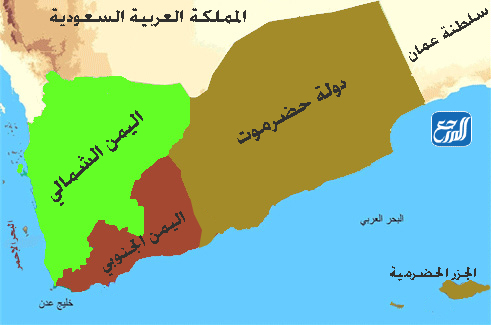 خريطة اليمن الشمالي والجنوبي