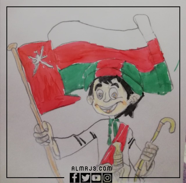 رسومات العيد الوطني العماني سهلة للاطفال