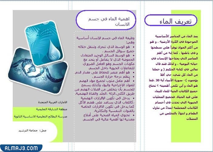 كيف أعمل مطوية عن ترشيد استهلاك الماء