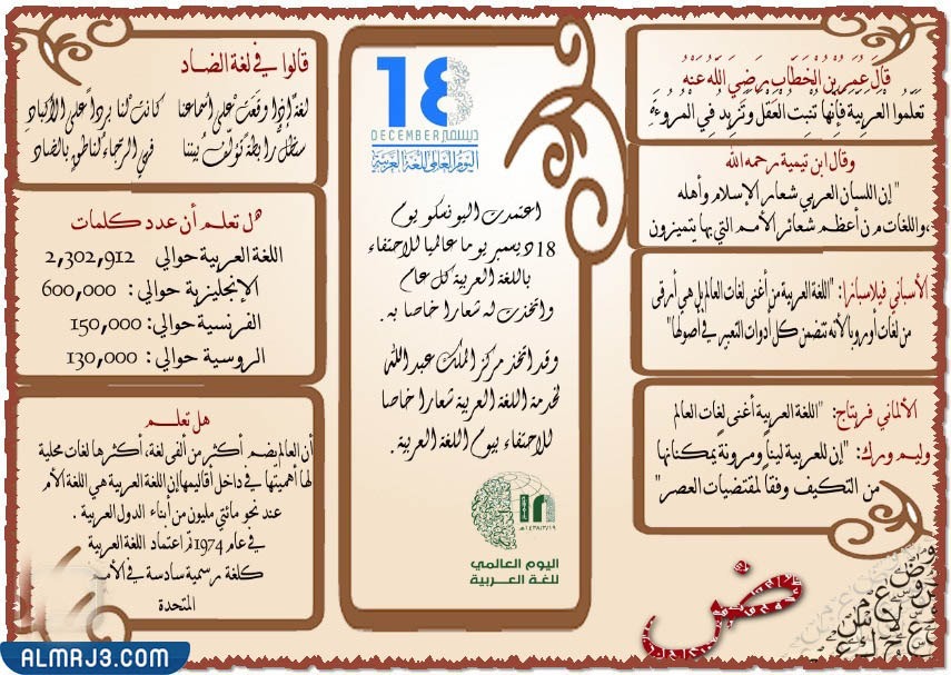 مطويات عن اليوم العالمي للغة العربية جاهزة للطباعة