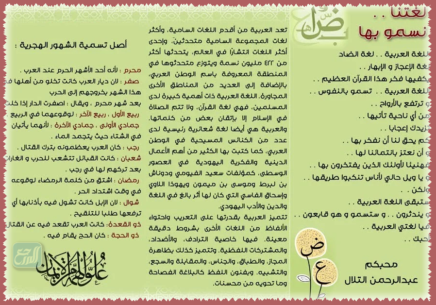 مطوية عن أهمية اللغة العربية جاهزة للطباعة