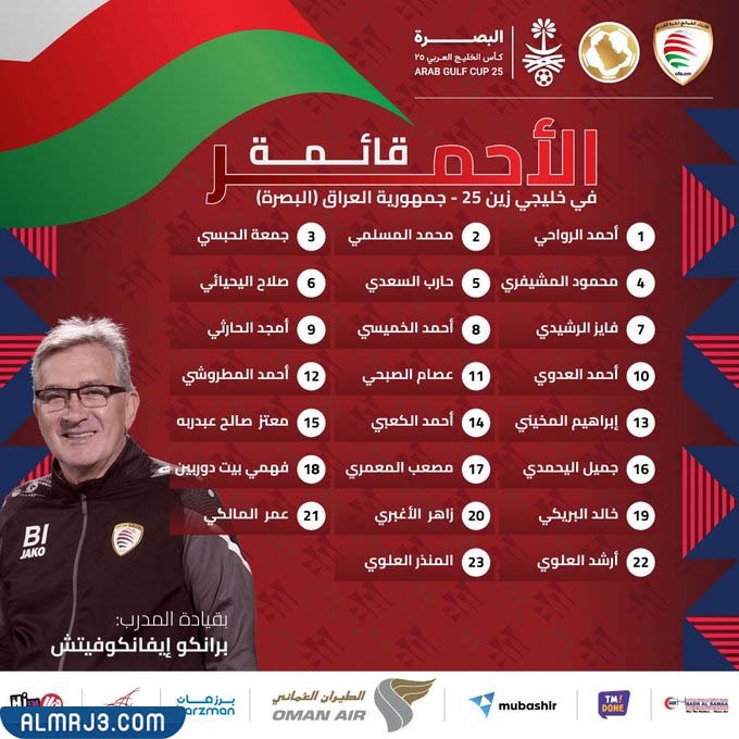 تشكيلة منتخب عمان ضد العراق في بطولة خليجي 25