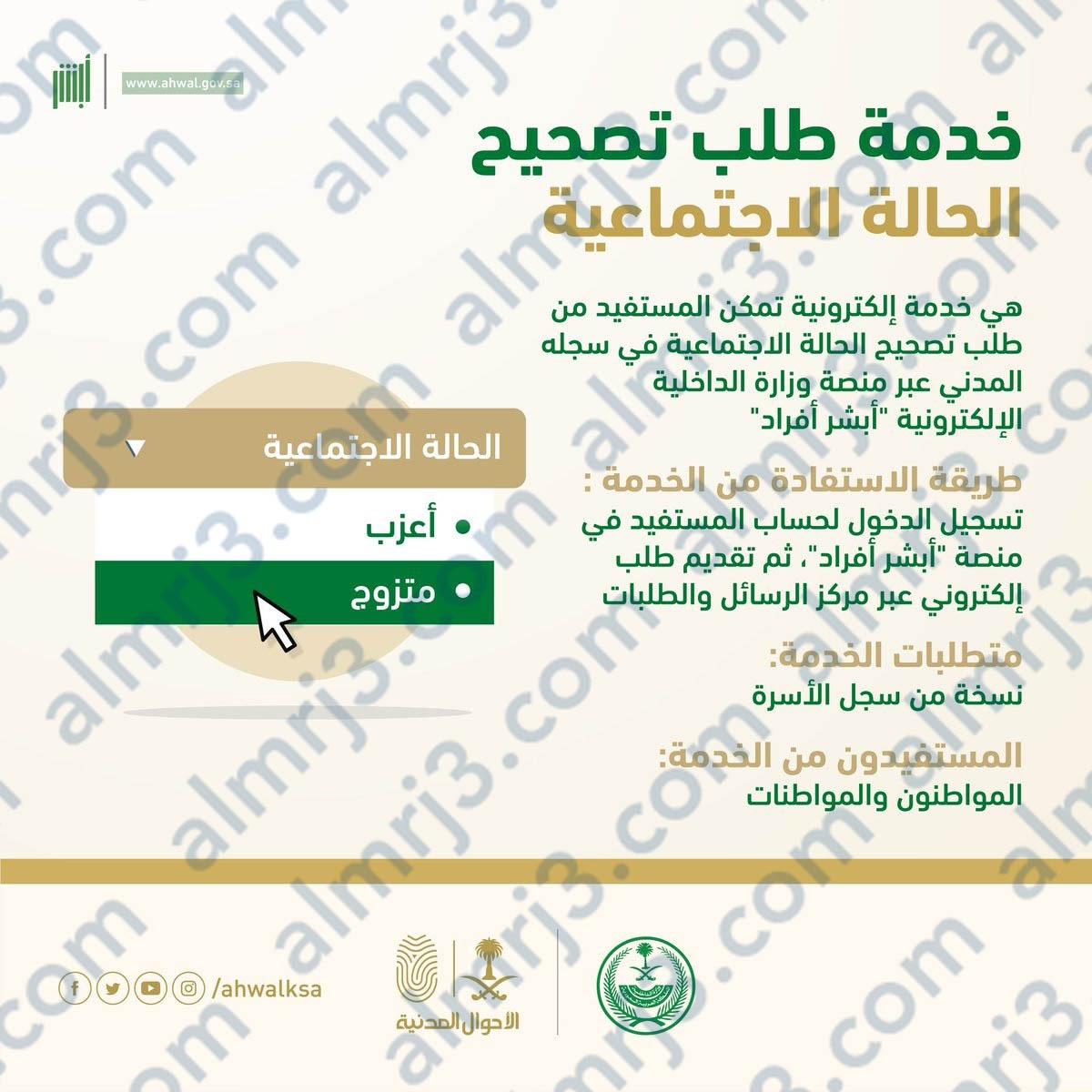 كيفية تغيير الحالة الاجتماعية للمواطنين عبر أبشر 1444