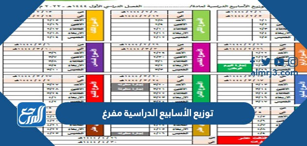 توزيع الأسابيع الدراسية 1445 مفرغ